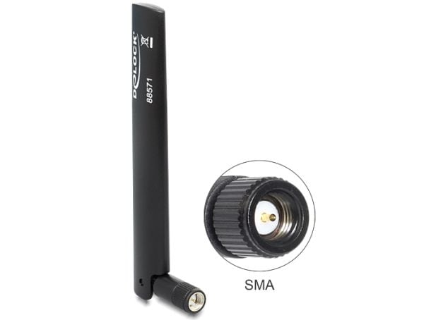 Delock LTE SMA antenna with flexible joint - Mobilmodemantenne - 3 dBi, 0.8 dBi