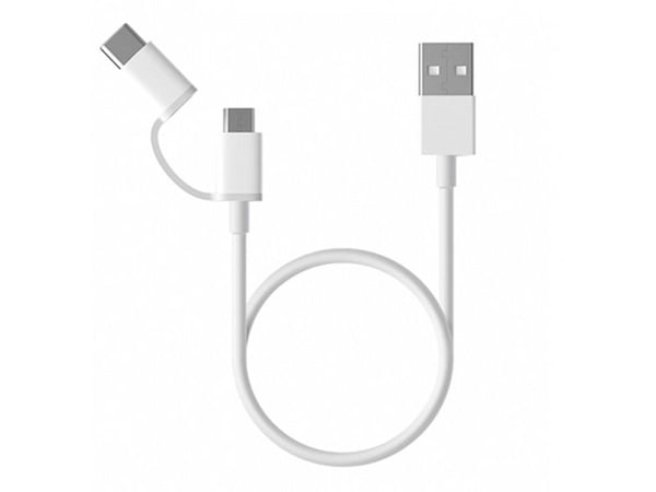 Xiaomi Mi 2-in-1 - USB-kabelsett - 2.4 A - 30 cm - hvit