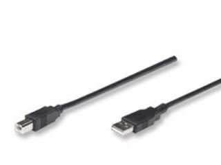 Manhattan 333382, 3 m, USB A, USB B, USB 2.0, Hankjønn/hankjønn, Sort