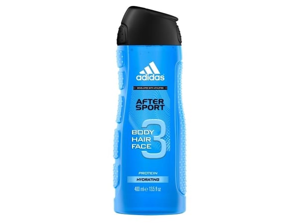 Adidas After Sport 3in1, Suihkugeeli, Aikuiset, Miesten, Vartalo & hiukset, Normaali iho, 400 ml