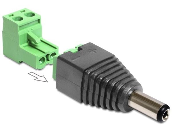Delock - Strømadapter - 2-pins terminalblokk (hann) til 5,5 x 2,5 mm DC-jakk (hann)