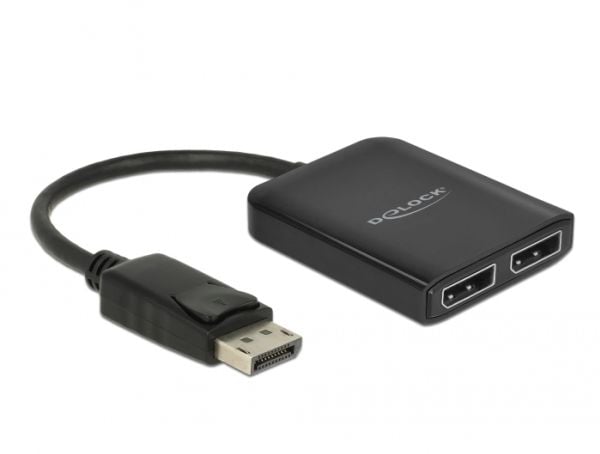 Delock DisplayPort 1.4 Splitter 1 x DisplayPort to 2 x DisplayPort MST - Video/audiosplitter - 2 x DisplayPort - skrivbordsmodell