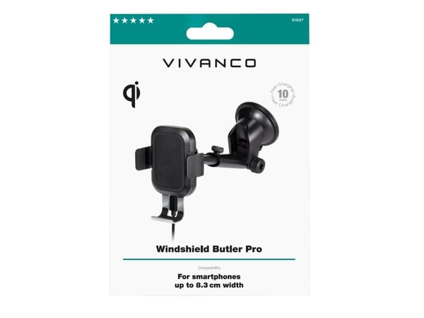 Vivanco Windshield Butler Pro, Mobiltelefon/smarttelefon, Passiv holder, Bil, Svart