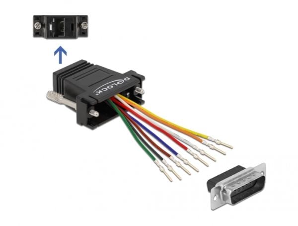 Delock - Nettverksadapter - 15 pin D-Sub (DB-15) (hann) til RJ-45 (hunn) - svart