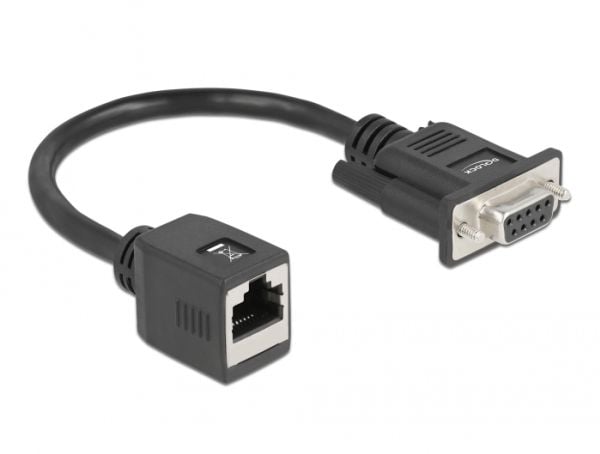 Delock - Seriell adapter - DB-9 (hunn) til RJ-45 (hunn) - 20 cm - tommelskruer - svart