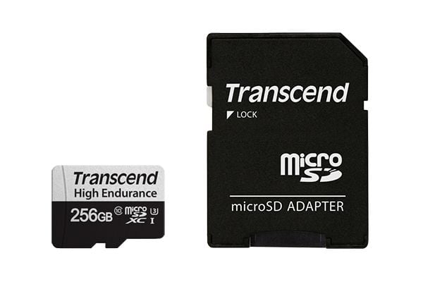 Transcend 350V - Flashminnekort (SD-adapter inkludert) - 256 GB - UHS-I U3 / Class10 - microSDXC UHS-I