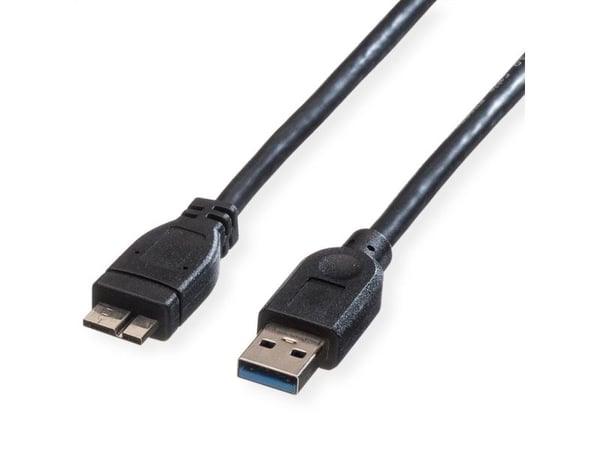 ROLINE 11.02.8876, 0,15 m, USB A, Micro-USB B, USB 3.2 Gen 1 (3.1 Gen 1), Sort