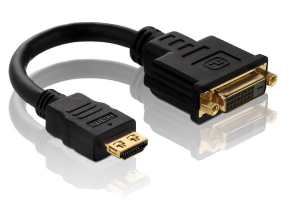 Purelink PureInstall - Videokort - DVI-D hona till HDMI hane - 10 cm - trippelskärmad - svart