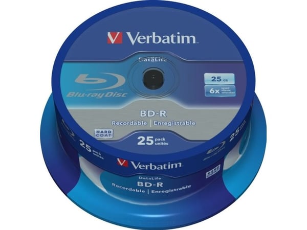 Verbatim Datalife 6x, 25 GB, BD-R, Akseli, 25 kpl