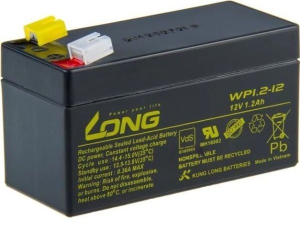 LONG 12V 1,2Ah blysyrebatteri F1 (WP1,2-12)