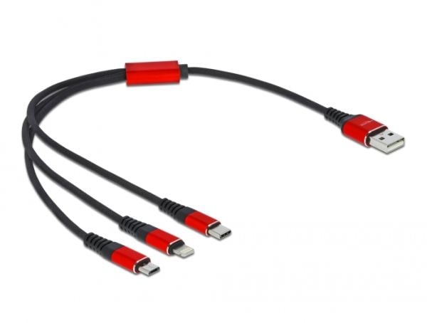 DeLOCK 86708, 0,3 m, USB A, USB 2.0, Musta, Punainen
