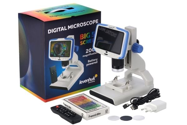 Levenhuk Rainbow DM500, digitalt mikroskop, hvit, plast, LCD, 12,7 cm (5"), 0 - 83 mm