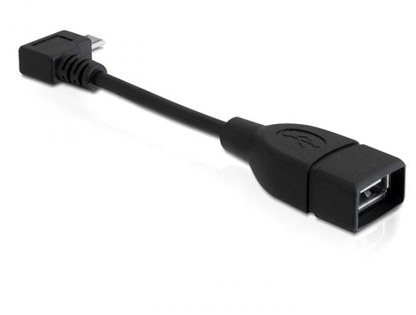 Delock - USB-kabel - USB (hunn) til Micro-USB type B (hann) - USB 2.0 OTG - 11 cm - 90° kontakt