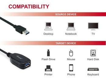 Equip 133347, 10 m, USB A, USB A, USB 3.2 Gen 1 (3.1 Gen 1), 5 Gbit/s, Sort