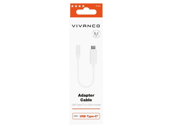 Vivanco AAVVUSBC10W, Valkoinen, USB C, 3.5mm, 0,1 m, Uros, Naaras