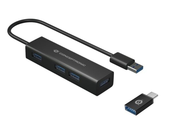 Conceptronic HUBBIES06B - Hub - 4 x SuperSpeed USB 3.0 - stasjonær