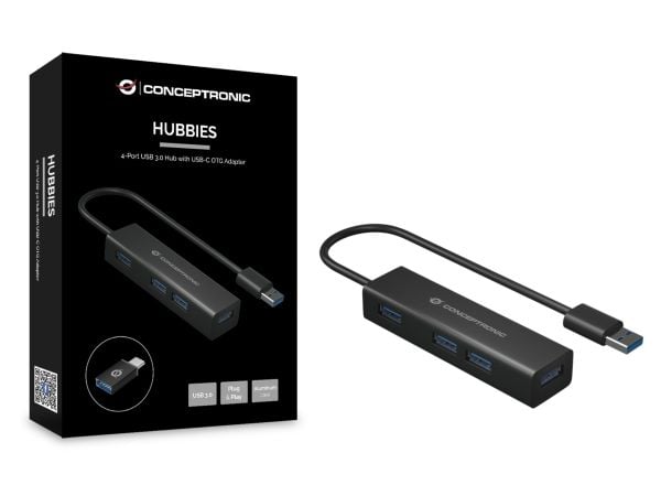 Conceptronic HUBBIES06B - Hub - 4 x SuperSpeed USB 3.0 - stasjonær