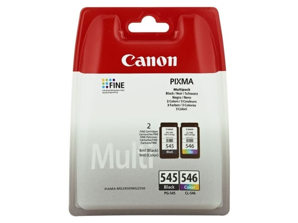 Canon PG-545 / CL-546 Multipack - 2-pack - 8 ml - svart, farge (cyan, magenta, gul) - original - blekkpatron - for PIXMA TR4551, TR4650, TR4651, TS...