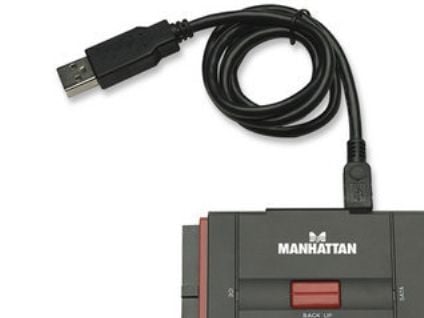 Manhattan 179195, USB A-tyyppi, musta, SATA 1.0 FCC CE EuP WEEE, 12 V, 70 mm, 98 mm