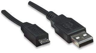 Manhattan 307178, 1,8 m, USB A, Micro-USB B, USB 2.0, Hankjønn/hankjønn, Sort