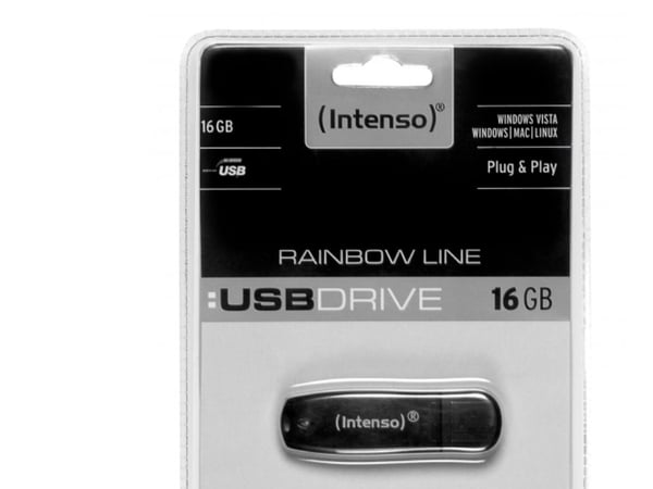 USB-tikku 2.0 Intenso Rainbow Line, 16 GB, musta