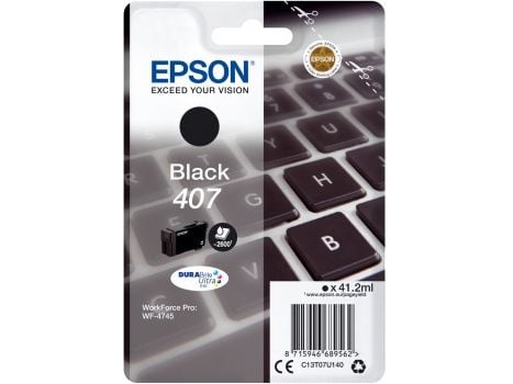 Epson 407 - 41.2 ml - L-størrelse - svart - original - blekkpatron - for WorkForce Pro WF-4745, WF-4745DTWF