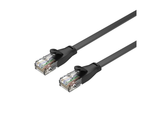 Unitek - Nettverkskabel - RJ-45 (hann) til RJ-45 (hann) - UTP - CAT 6 - formstøpt, uten hindringer, flat - svart