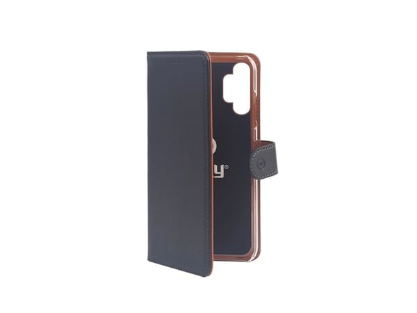 Celly Wally - Flipomslag til mobiltelefon - læder mønster - sort - for Samsung Galaxy A32 5G