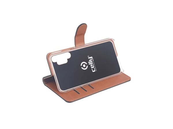 Celly Wally - Flipomslag til mobiltelefon - læder mønster - sort - for Samsung Galaxy A32 5G