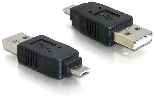 DeLOCK Adapter USB micro-A male to USB2.0 A-male, USB micro-A, USB 2.0 A, Musta