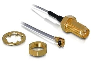 DeLOCK - Antennekabel - RP-SMA (han) til I-PEX (han) - 20 cm - koaksial - sortti