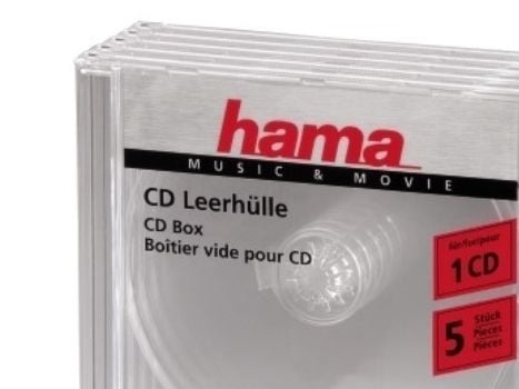 Hama CD/CD-ROM sleeves, clear, 5 pack, 1 levyt, Läpinäkyvä, 142 mm, 125 mm, 51 mm, 304 g