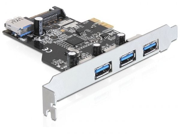 DeLOCK PCI Express-kort -> 3 x eksternt + 1 x intern USB 3.0 Delock PCI Express-kortet utvider din PC med tre eksterne USB 3.0-porter og en intern ...