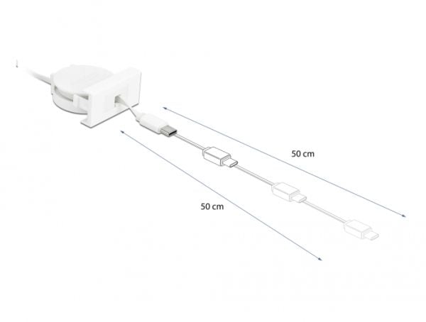DeLOCK 81318, 0,62 m, USB A, USB C, USB 2.0, 480 Mbit/s, Valkoinen