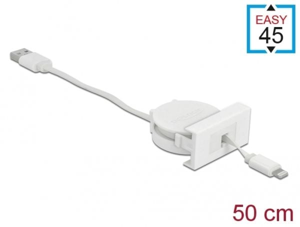 DeLOCK 81331, 0,62 m, Lightning, USB A, Uros, Uros, Valkoinen