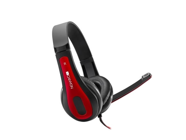 Canyon HSC-1 - Hodesett - full størrelse - kablet - 3,5 mm jakk - sort / rød