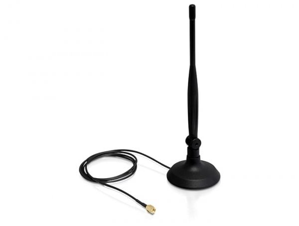 Delock SMA WLAN Antenna with Magnetic Stand and Flexible Joint 4 dBi - Antenne - Wi-Fi - 4 dBi - rundtstrålende