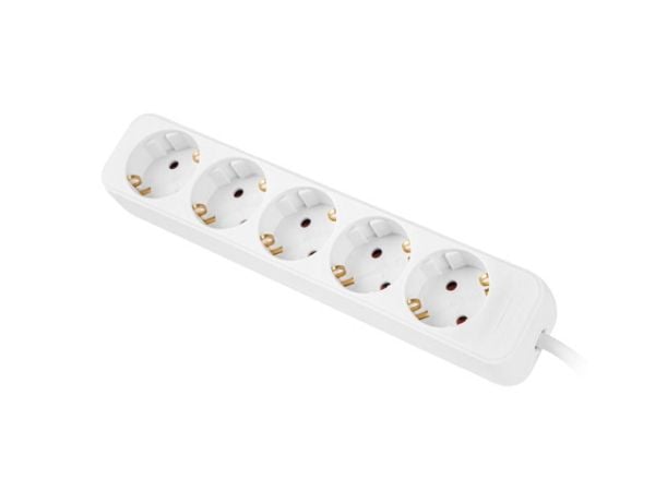 Lanberg - Flerkoplingslist - AC 230 V - 2500 watt - inngang: power CEE 7/7 - utgangskontakter: 5 (power CEE 7/3) - 1.5 m kabel - hvit