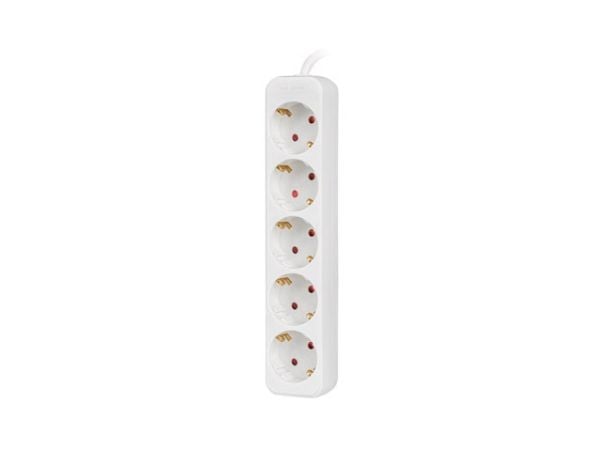 Lanberg - Flerkoplingslist - AC 230 V - 2500 watt - inngang: power CEE 7/7 - utgangskontakter: 5 (power CEE 7/3) - 1.5 m kabel - hvit