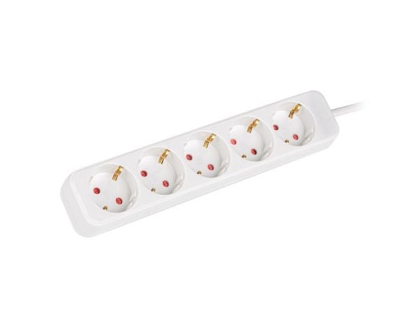 Lanberg - Flerkoplingslist - AC 230 V - 2500 watt - inngang: power CEE 7/7 - utgangskontakter: 5 (power CEE 7/3) - 1.5 m kabel - hvit