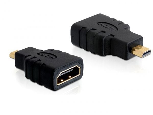 Delock High Speed HDMI with Ethernet - HDMI-adapter - 19 pin micro HDMI Type D hann til HDMI hunn