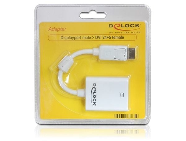 Delock - DisplayPort-adapter - DisplayPort (hann) til DVI-I (hunn) - 12.5 cm
