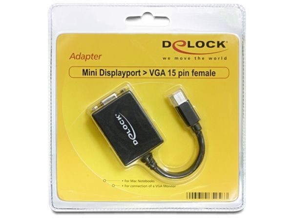 Delock Adapter mini Displayport > VGA 15 pin female - DisplayPort-adapter - Mini DisplayPort (hann) til HD-15 (VGA) (hunn) - 18 cm - svart