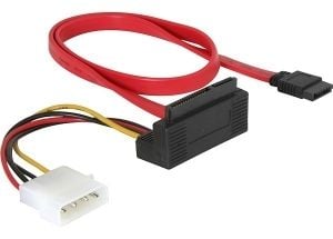 Delock SATA All-in-One cable - SATA-kabel - Serial ATA 150/300 - 4-pin intern strøm, SATA til SATA-kombo (hunn) - 50 cm - 90° kontakt