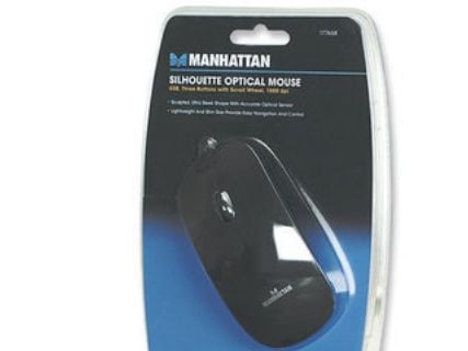 Manhattan 177658, Molempikätinen, Optinen, USB A-tyyppi, 1000 DPI, Musta