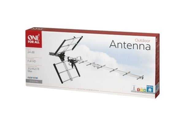 One For All Professional Outdoor SV 9354, Ulkona, Musta, Ruostumaton teräs, 10 m, DVB-T, DVB-T2, IEC male connector, F-type male connector, PAL, SECAM