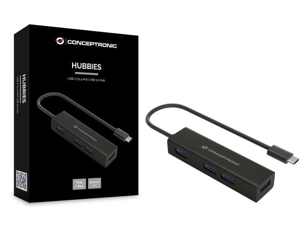 Conceptronic HUBBIES07B - Hub - 4 x SuperSpeed USB 3.0 - stasjonær