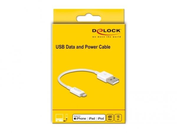 DeLOCK 83001, 0,15 m, USB A, Micro-USB B/Lightning/Apple 30-pin, Uros, Uros, Valkoinen