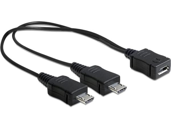 DeLOCK - USB-kaapeli - Micro-USB Type B (han) til Micro-USB Type B (hun) - 20,5 cm - lajittelu - lajittelu