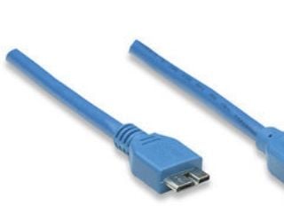 Manhattan 325424, 2 m, USB A, Micro-USB B, USB 3.2 Gen 1 (3.1 Gen 1), Hankjønn/hankjønn, Blå